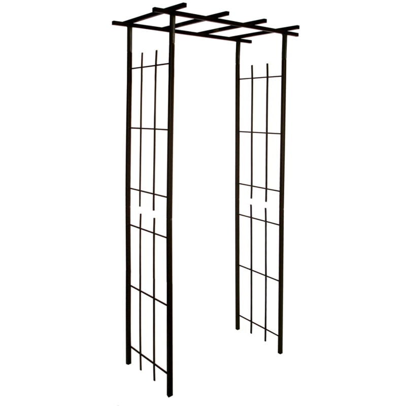 Arche de jardin pergola en fer vieilli tubes carrés petit modèle + 4 supports poteaux à enfoncer
