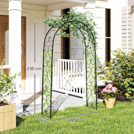 Arche de jardin Rogenbogen, design vintage, 125 x 37 x 230 cm, noire