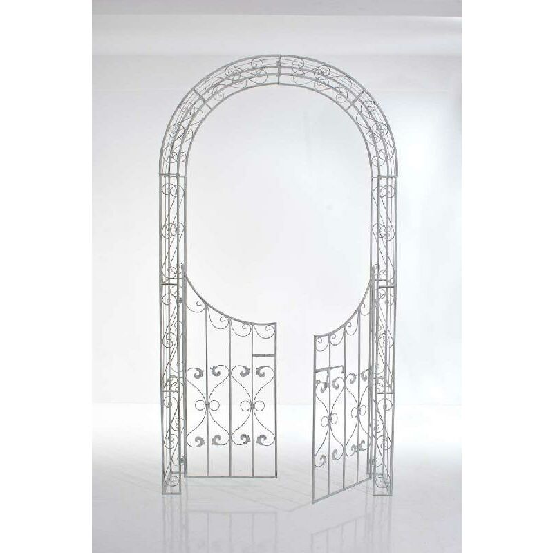 Arc de jardin avec porte de style rustique et rétro disponible en différentes couleurs colore : Blanc antique
