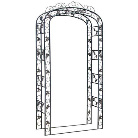 Arche de jardin support décoratif 240x120 cm pour plantes grimpantes métal noir 100008909
