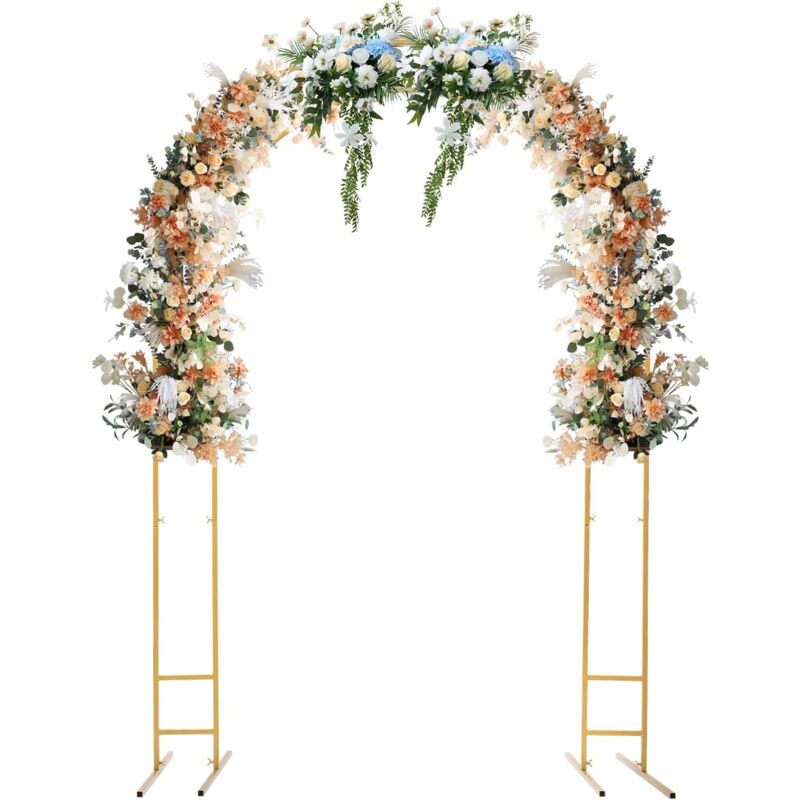 Gojoy - Arche de mariage - 2,2 m - En métal - Avec base - Portable - Pour anniversaire, fête, banquet - Doré