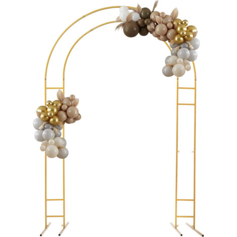 Arche de mariage en métal de 2,2 m, arche décorative pour ballons, support d'arche pour mariage, mariage, jardin, cour, décoration de fête en intérieur ou en extérieur (doré)