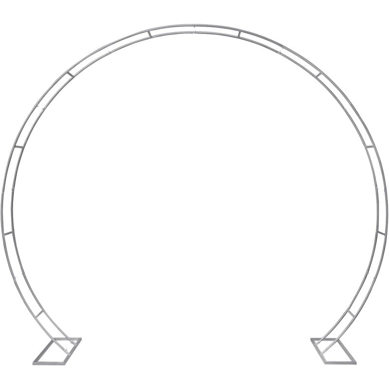 Arche de mariage ronde en métal - Arche de ballons - Arche de roses - Cadre de mariage - 2,7 x 2,4 m - argenté