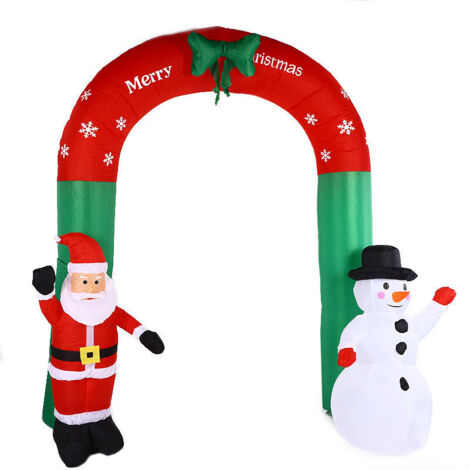 Arche de Noël avec Père Noël et Bonhomme de Neige, 2,4 m de Haut avec Lumières LED Arc Gonflable pour Extérieur, Intérieur, Jardin, Décoration de Cour et Disposition de Lieu