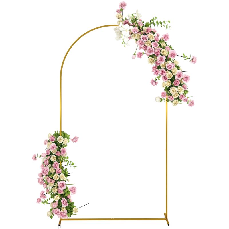 Outsunny - Arche décorative - arche de mariage - arche de ballon - dim. 120L x 40l x 220H cm - métal doré
