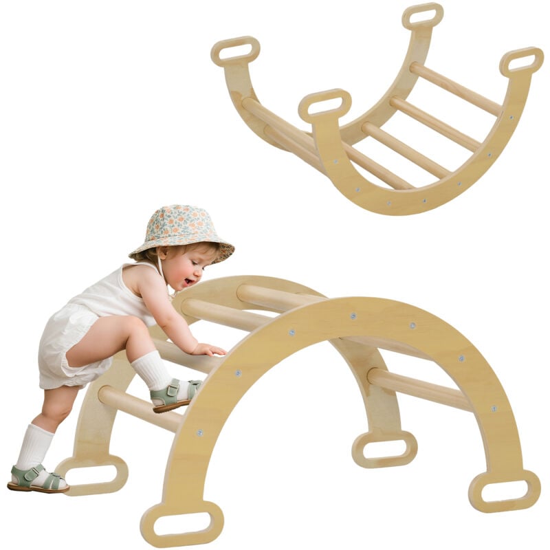 Aiyaplay - Arche d'escalade enfant - parcours motricité - dim. 68L x 42l x 36H cm - bois pin