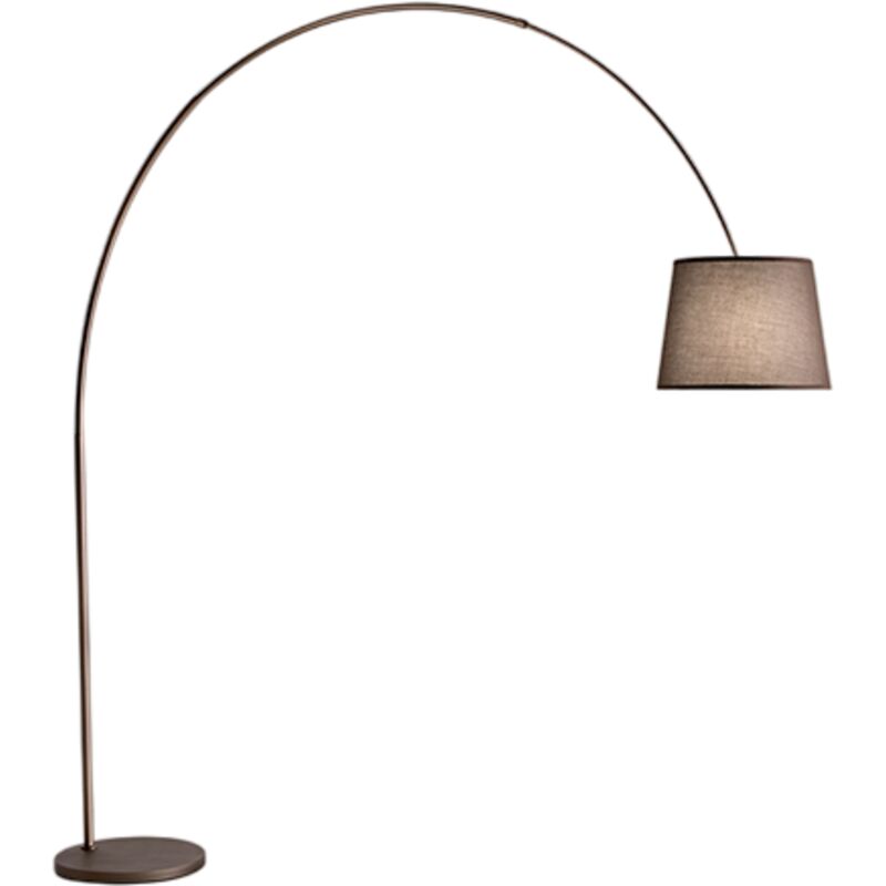 Arche - Lampadaire LED incurvé en métal, 1 ampoule E27 max. 60W, hauteur 230 cm, tête orientable à 180, métal marron - Perenz