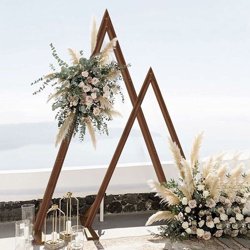 Unho - Arche Mariage Bois Champetre Triangle 3 x 2.1M Décoration Ceremonie Laique mariage - Lot de 2