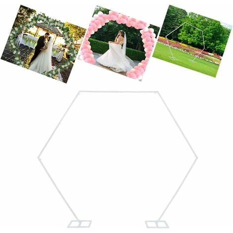 Arche Mariage Hexagonale Metal 2M - Arche Fleur Ballon pour Mariage Anniversaire Fête Scène Photographie