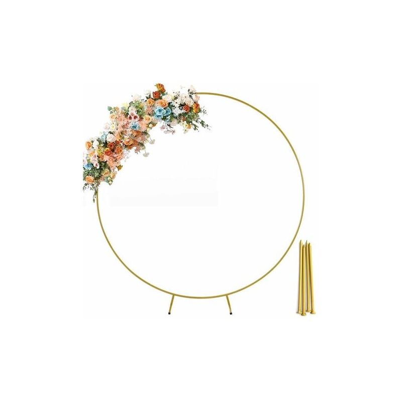 Furwoo - Arche porte décorative pour mariage Rond Dia.2m couleur dorée