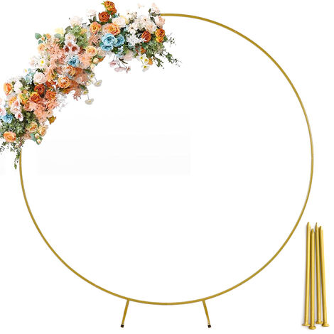 Arche porte décorative pour mariage Rond Dia.2m kit d'arche de ballon en métal pour décoration de mariage, la décoration de fête d'anniversaire couleur dorée