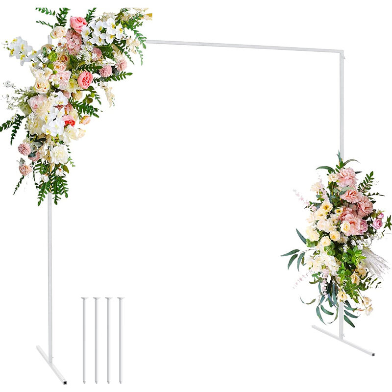 Arc de porte décoratif en métal 2x2m carré couleur blanche pour mariage fête d'anniversaire réception photo booth ballon arc kit décoration LBTN
