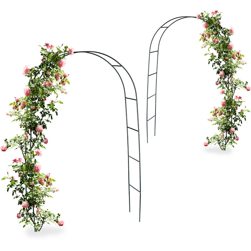 Arche pour rosiers et plantes grimpantes, lot de 2, 240 cm, tuteur en métal, résistant aux intempéries, vert