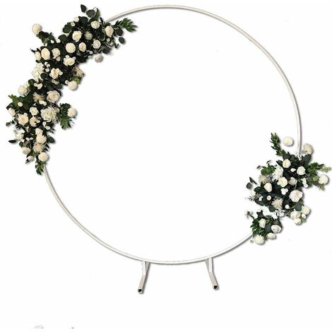 Arche Ronde Metal,Kit D'arches de Ballon Rond en Métal, Kit de Décoration Ronde en Métal,Ronde Ballon Support Kit Arche,Metal Arche pour Décorations Fête Anniversaire Mariage Boucle Style-blanc-1.5M