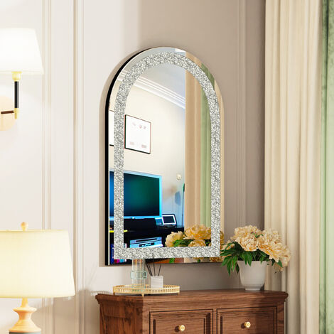 Arched Crystal Crushed Diamond Wall Accent Mirror Wall Decorative