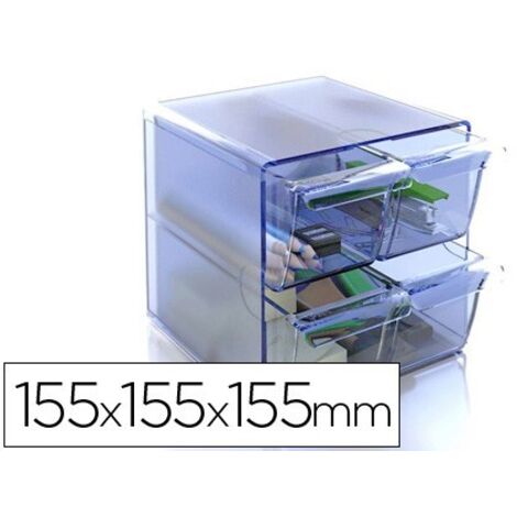 Archicubo archivo 2000 4 cajones organizador modular plastico azul transparente 155x155x155 mm