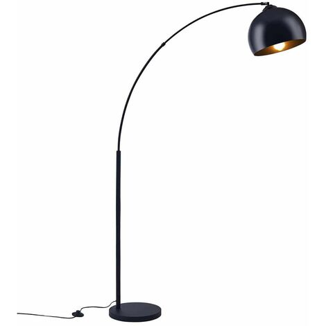 ARCHIE - Lampadaire Arc en Métal Noir Abat-Jour Acrylique Noir - Noir