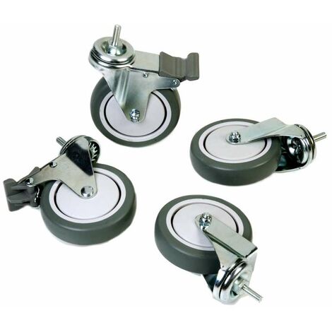 Archimede étagère métallique lot de 4 roues en gomme cuisine salle de bains garage placard