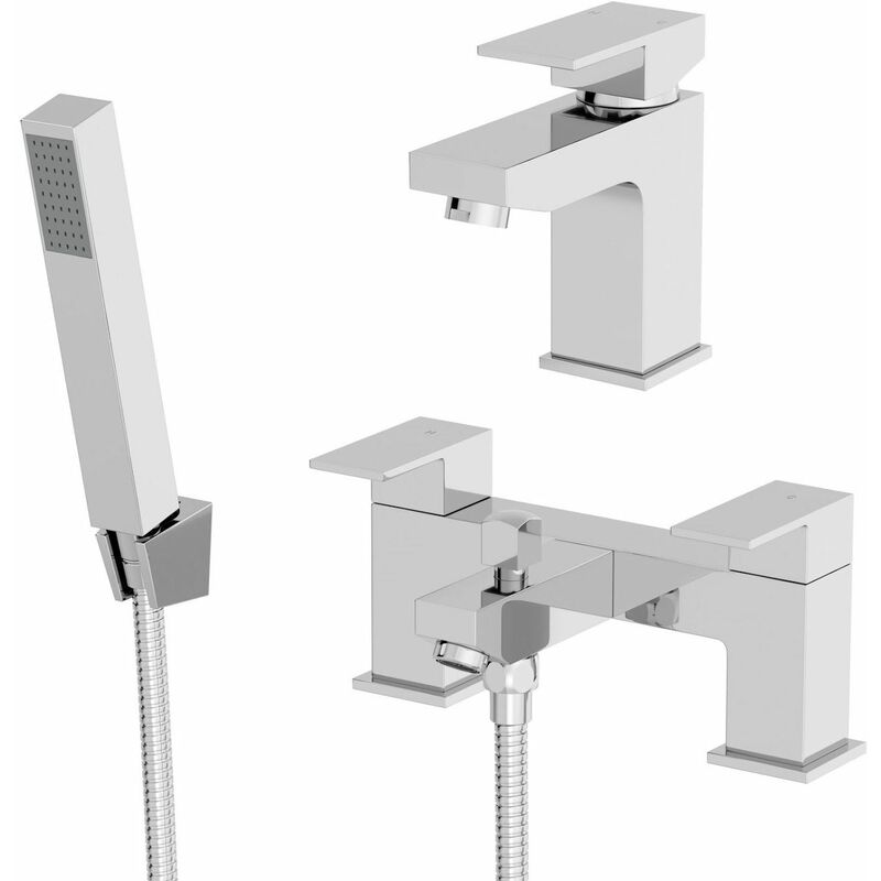 Ibbardo Basin Mixer Tap and Bath Shower Mixer Tap Set - Silver - Architeckt