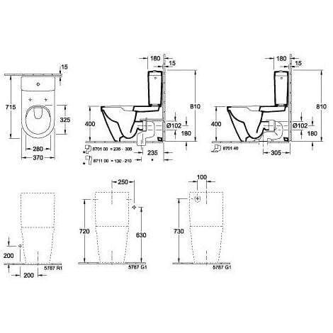 Architectura, Accessoires, mécanisme à touche DualFlush, chroméé, alimentation latérale ou arrière, En porcelaine sanitaire