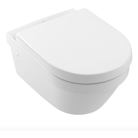 VILLEROY & BOCH Architectura Cuvette sans bride à fond creux + abattant en Duroplast, fixations invisibles (4694R001-Classic)