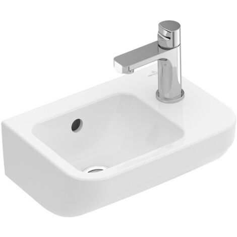 Architectura, Lave-mains, 360 x 260 mm, Rectangulaire, pour robinetterie monotrou , troude robinetterie percé, à droite,avec trop-plein, En porcelaine sanitaire