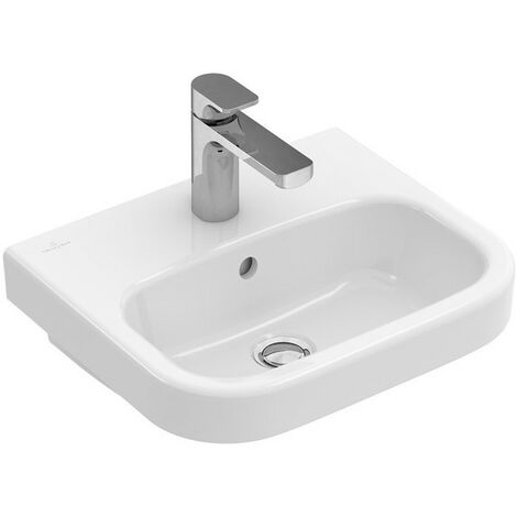 Architectura, Lave-mains, 450 x 380 mm, Rectangulaire, pour robinetterie monotrou , troude robinetterie percé,avec trop-plein, En porcelaine sanitaire