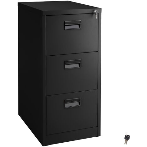 Archivador con 3 cajones - cajonera metálica de oficina, mueble archivador de acero con cerradura, cajonera de metal con colgadores