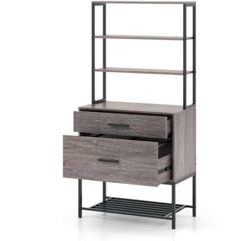 Archivador con estación de carga 75 x 40 x 156 cm almacenamiento óptimo moderno con estantería madera de ingeniería gris 200010214
