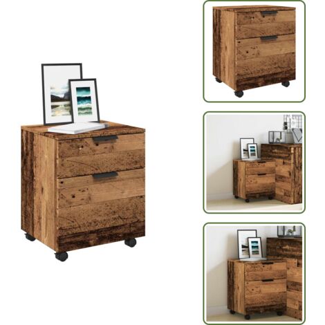 Archivador de escritorio - vidaXL Archivador ruedas madera contrachapada madera vieja 45x38x54 cm - Archivador con ruedas giratorias