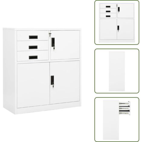 Archivador de oficina - vidaXL Armario de oficina de acero blanco 90x40x102 cm - Estante ajustable