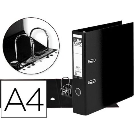 Archivador de palanca elba carton forrado din a4 negro lomo de 80 mm rado
