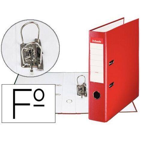 ARCHIVADOR DE PALANCA PLASTICO FORRADO FORMATO FOLIO (350X287MM.) LOMO 75 MM. ROJO ESSELTE 42301