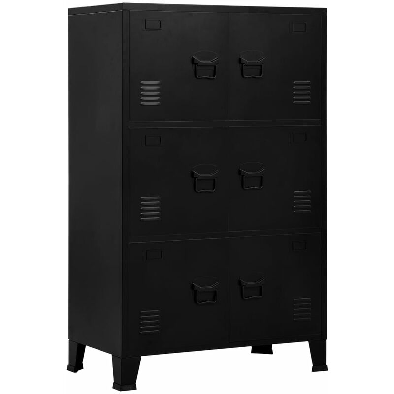 

Asupermall - Archivador industrial con 6 puertas acero negro 75x40x120 cm