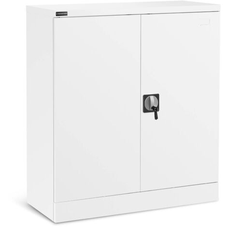 Archivador Metálico Para Oficina Mueble Armario 2 Estantes Acero Blanco 102 cm - Blanco