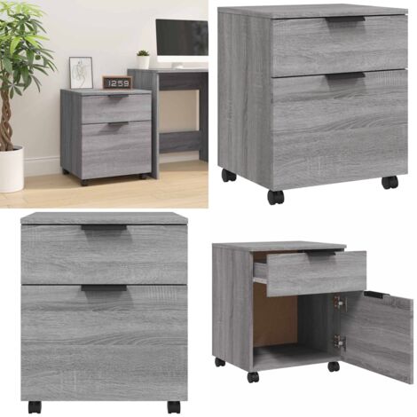 Archivador ruedas madera contrachapada gris Sonoma 45x38x54 cm - Archivador con ruedas - Archivador de madera