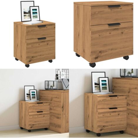 Archivador ruedas madera contrachapada roble artesanal - Archivador con ruedas - Archivador de madera
