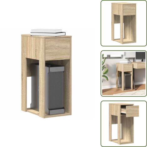 Archiviazione computer - vidaXL Supporto per Computer a Torre con Cassetto Rovere 30x44x74 cm - Supporto per computer