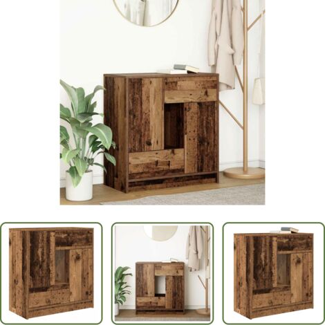 Archiviazione -  Credenza con Cassetti e Ante Legno Antico 70,5x34x74,5 cm