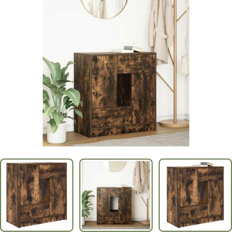 Archiviazione -  Credenza con Cassetti e Ante Rovere Fumo 70,5x34x74,5 cm