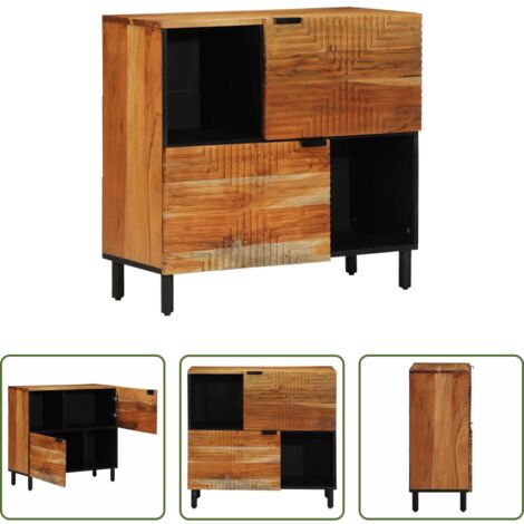Archiviazione -  Credenza Naturale 80 x 33,5 x 75 cm Legno di Acacia Massello