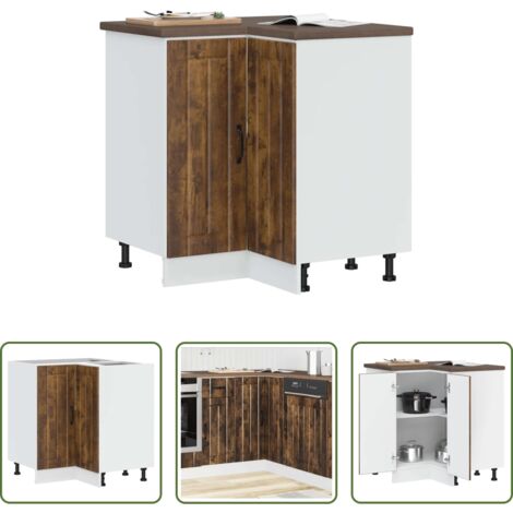 Archiviazione cucina -  Mobile Base ad Angolo Cucina Lucca Rovere Fumo in Truciolato