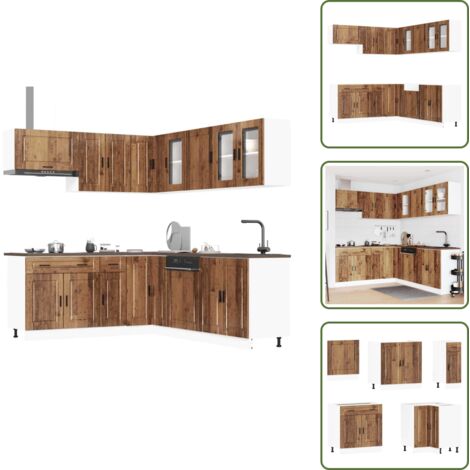 Archiviazione cucina - vidaXL Set Mobili da Cucina 11 pz Porto Legno Antico in Truciolato - Mobili da cucina con piedini regolabili