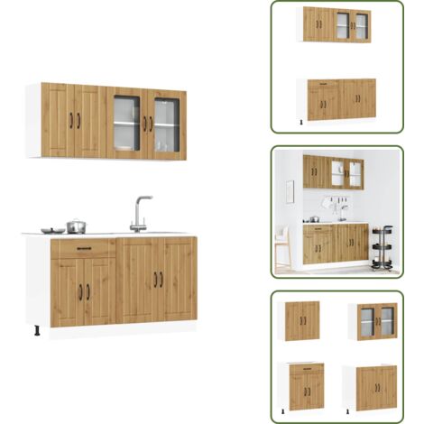 Archiviazione cucina - vidaXL Set Mobili da Cucina 4 pz Kalmar Rovere Artigianale Truciolato - Mobili da cucina con piedini regolabili