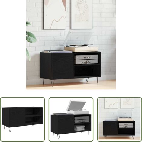 Archiviazione dischi -  Mobile porta vinili con lo scaffale Rovere Nero 85 x 38 x 48 cm