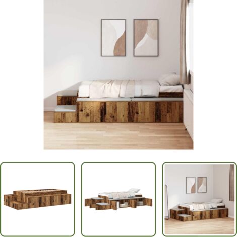 Archiviazione letto -  Struttura letto con contenitore con archiviazione Legno vecchio
