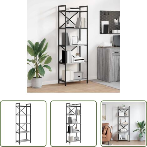 Archiviazione libri -  Libreria Grigio Sonoma 56 x 34 x 171 cm Legno multistrato