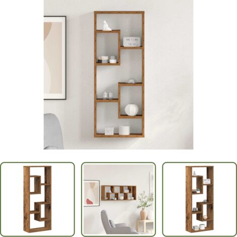 Archiviazione -  Mensola da parete in legno antico 36x16x90 cm in legno ingegnerizzato