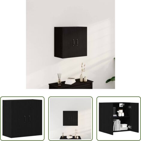 Archiviazione -  Mobiletto da Parete Rovere Nero 60x31x60 cm in Legno Massello