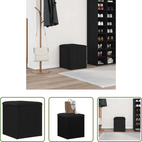 Archiviazione salotto -  Panchina con contenitore Rovere Nero 42 x 42 x 45 cm